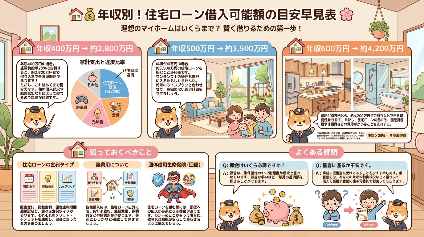 年収別・借入可能額の目安