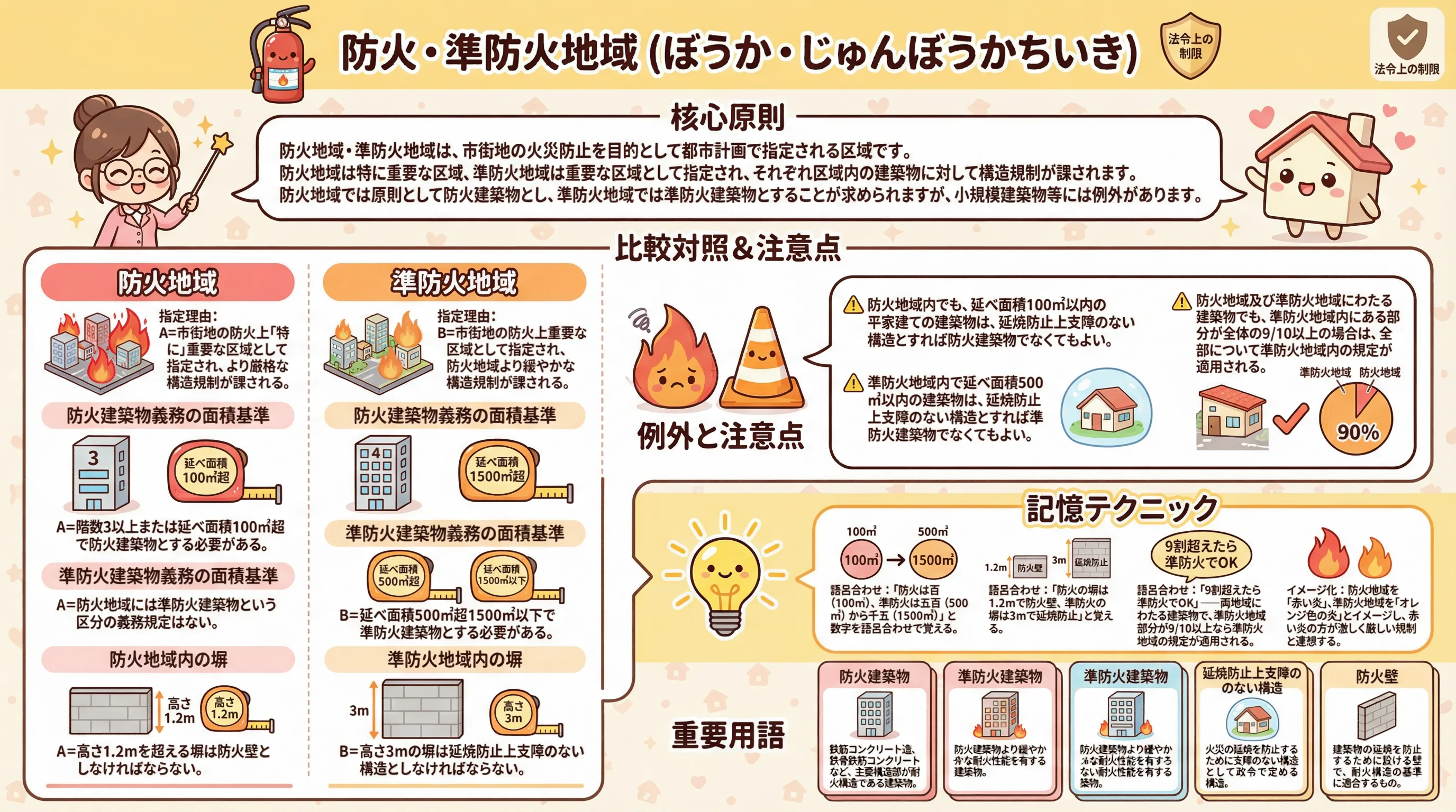 防火・準防火地域のインフォグラフィック｜法令上の制限