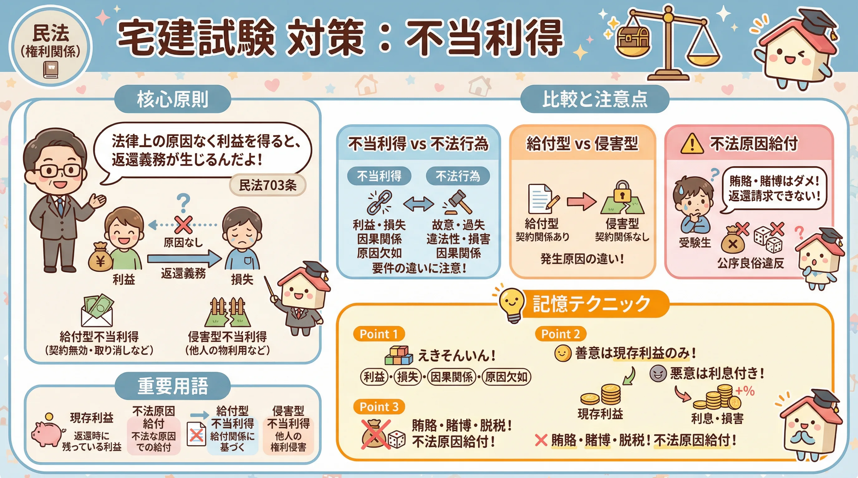 不当利得のインフォグラフィック｜民法（権利関係）