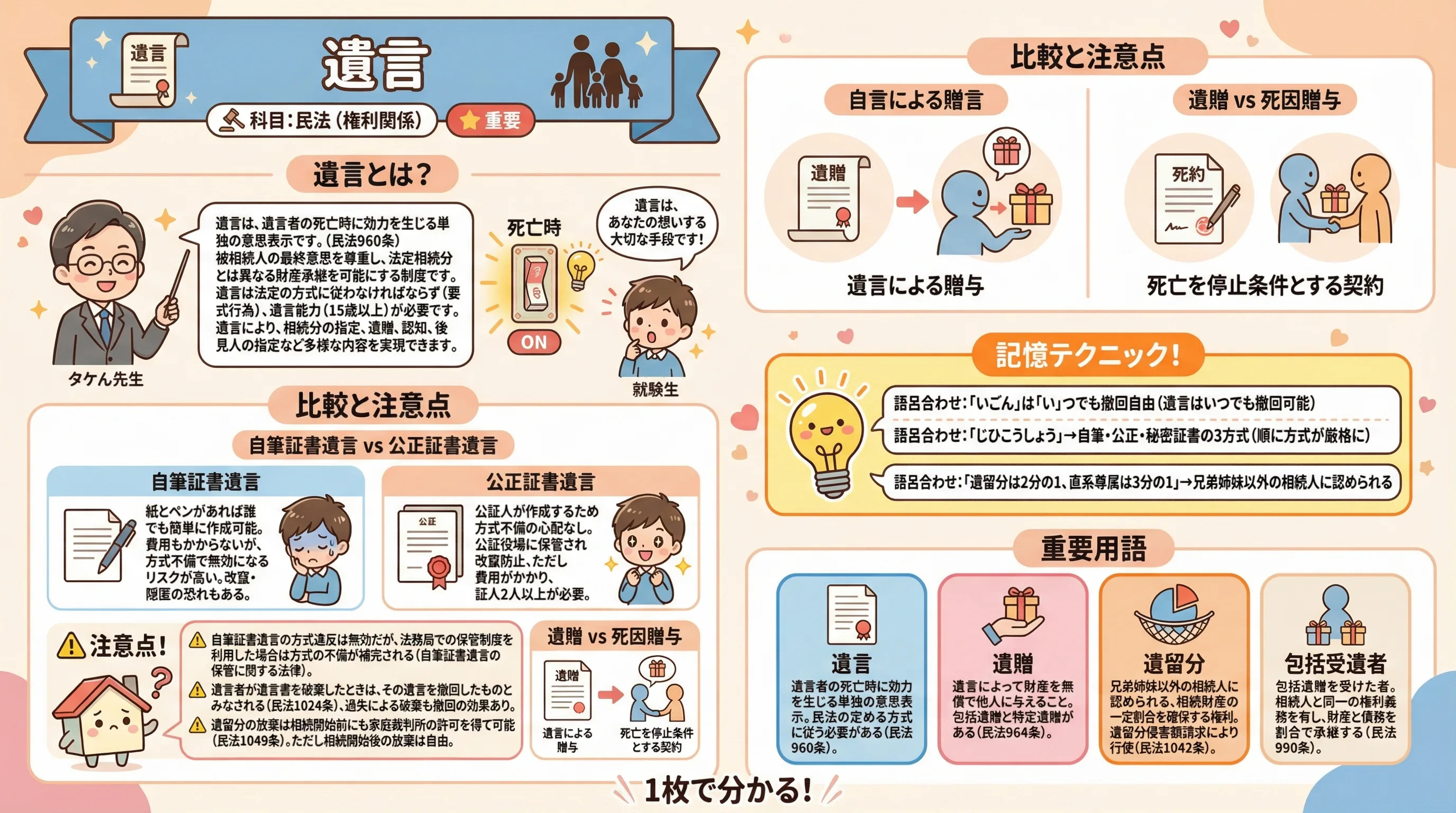 遺言のインフォグラフィック｜民法（権利関係）