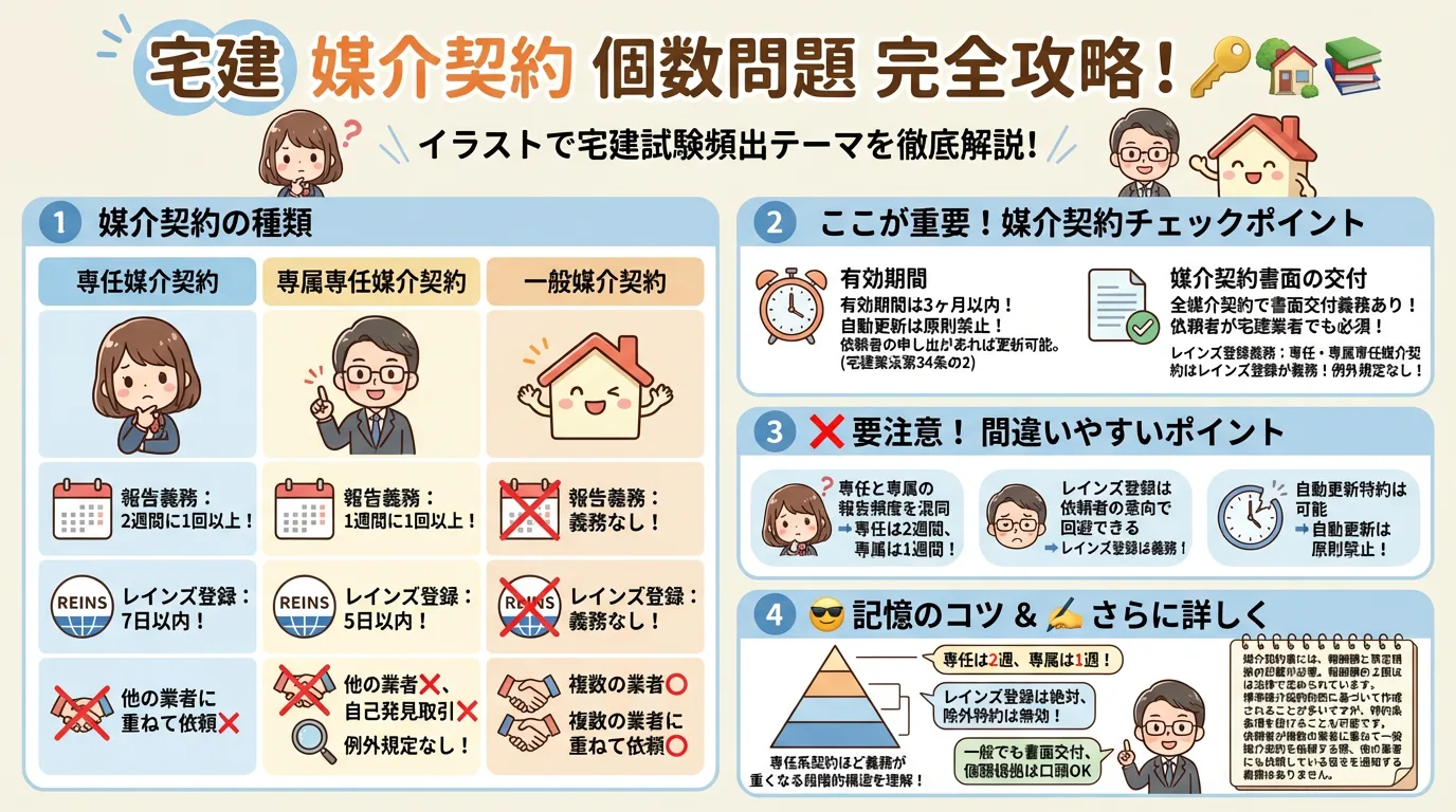 媒介契約（個数問題）の完全図解の図解｜宅建業法