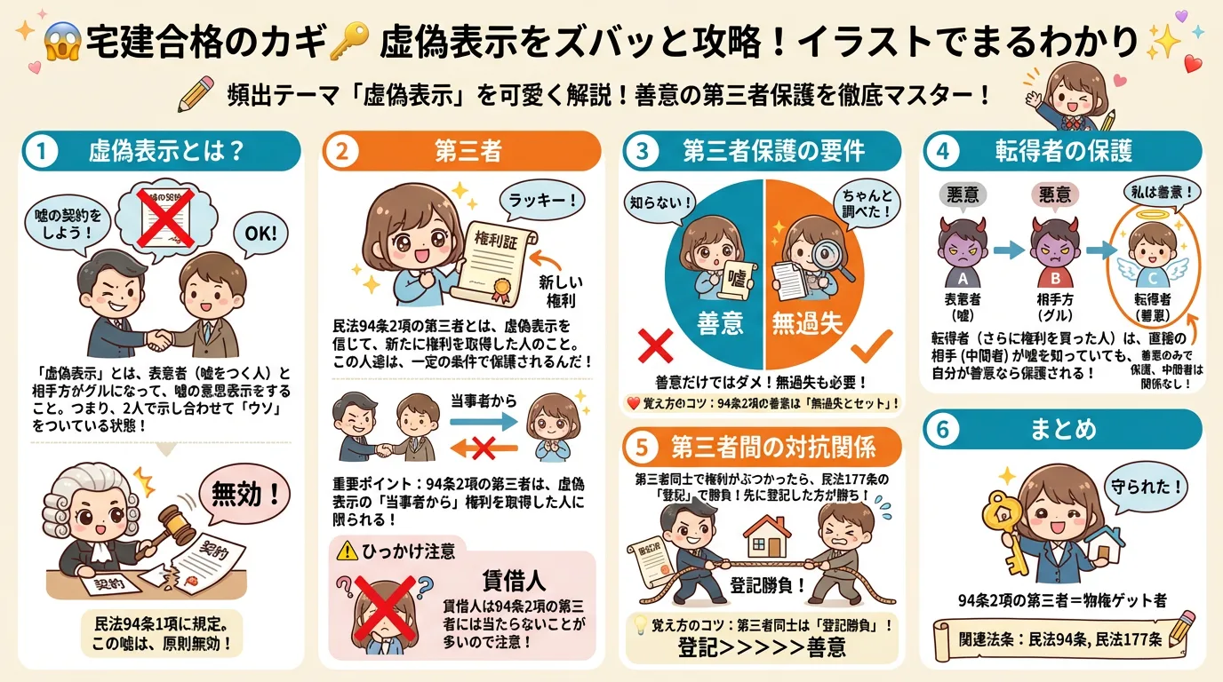 虚偽表示の完全図解の図解｜民法（権利関係）