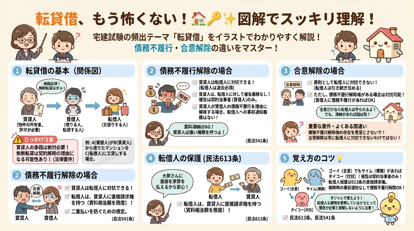 転貸借の完全図解の図解｜民法（権利関係）