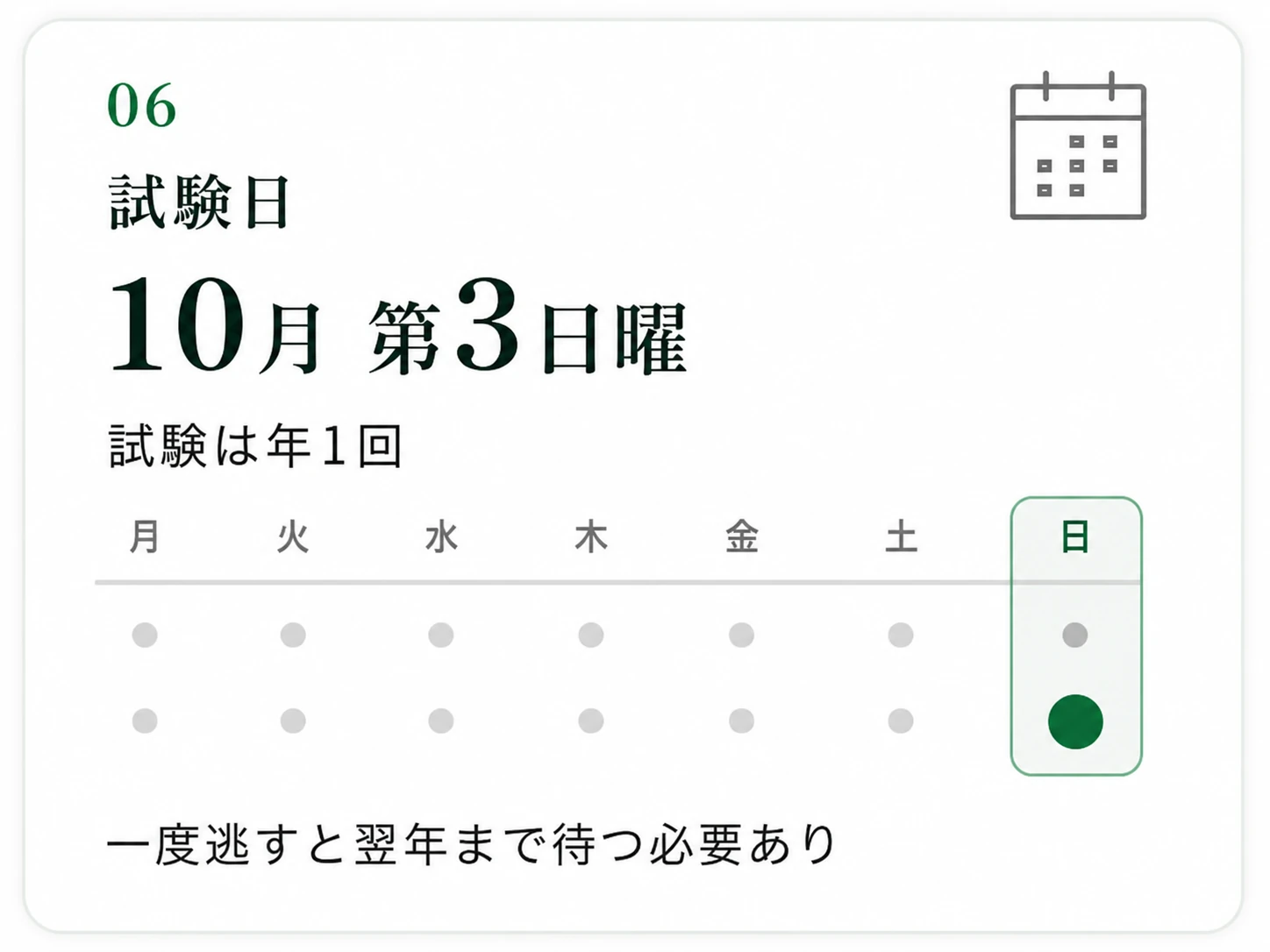 試験日 10月第3日曜